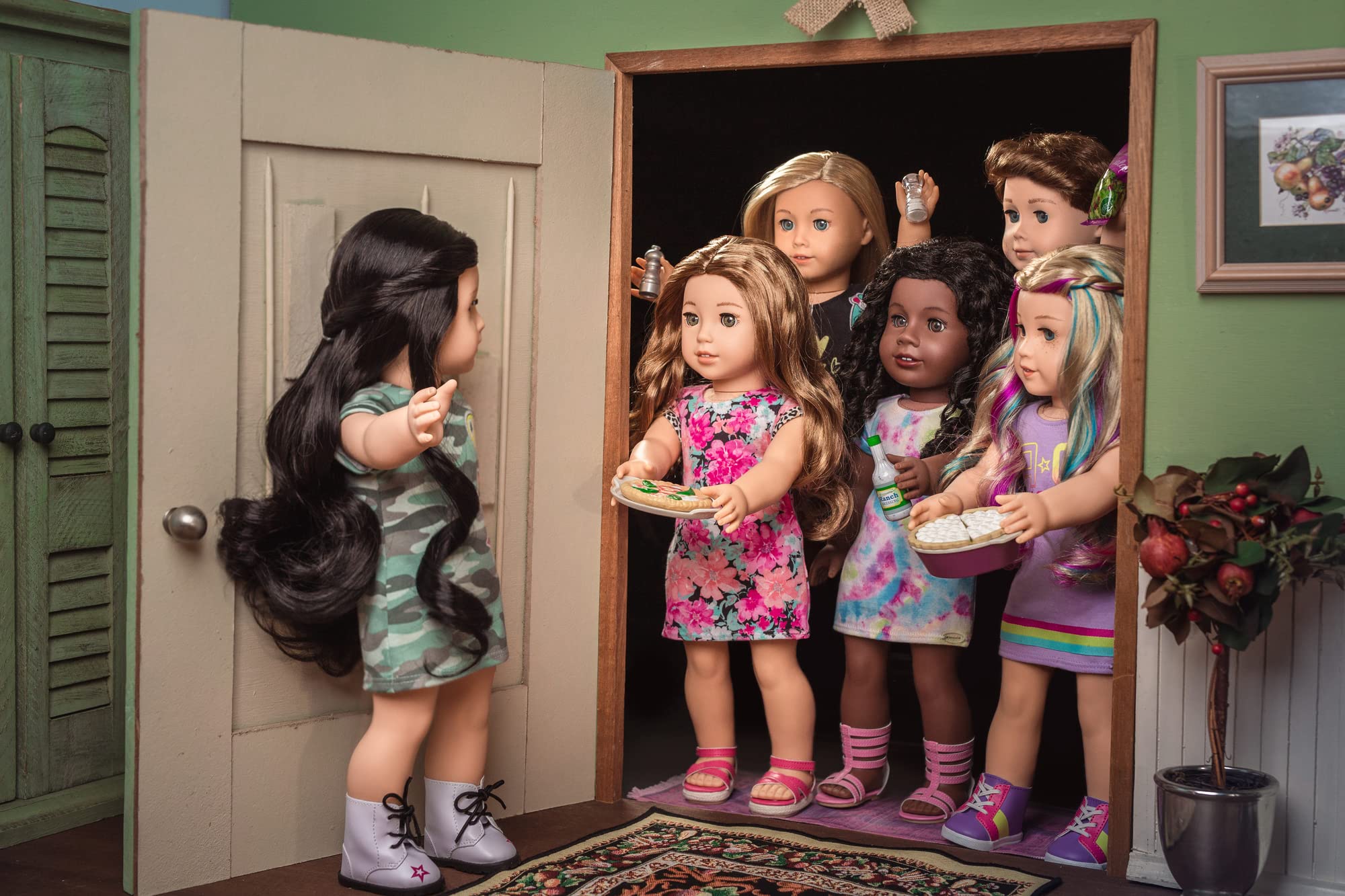 American Girl Truly Me Show Your Strong Side Outfit for 18-inch Dolls with Camo T-Shirt Dress