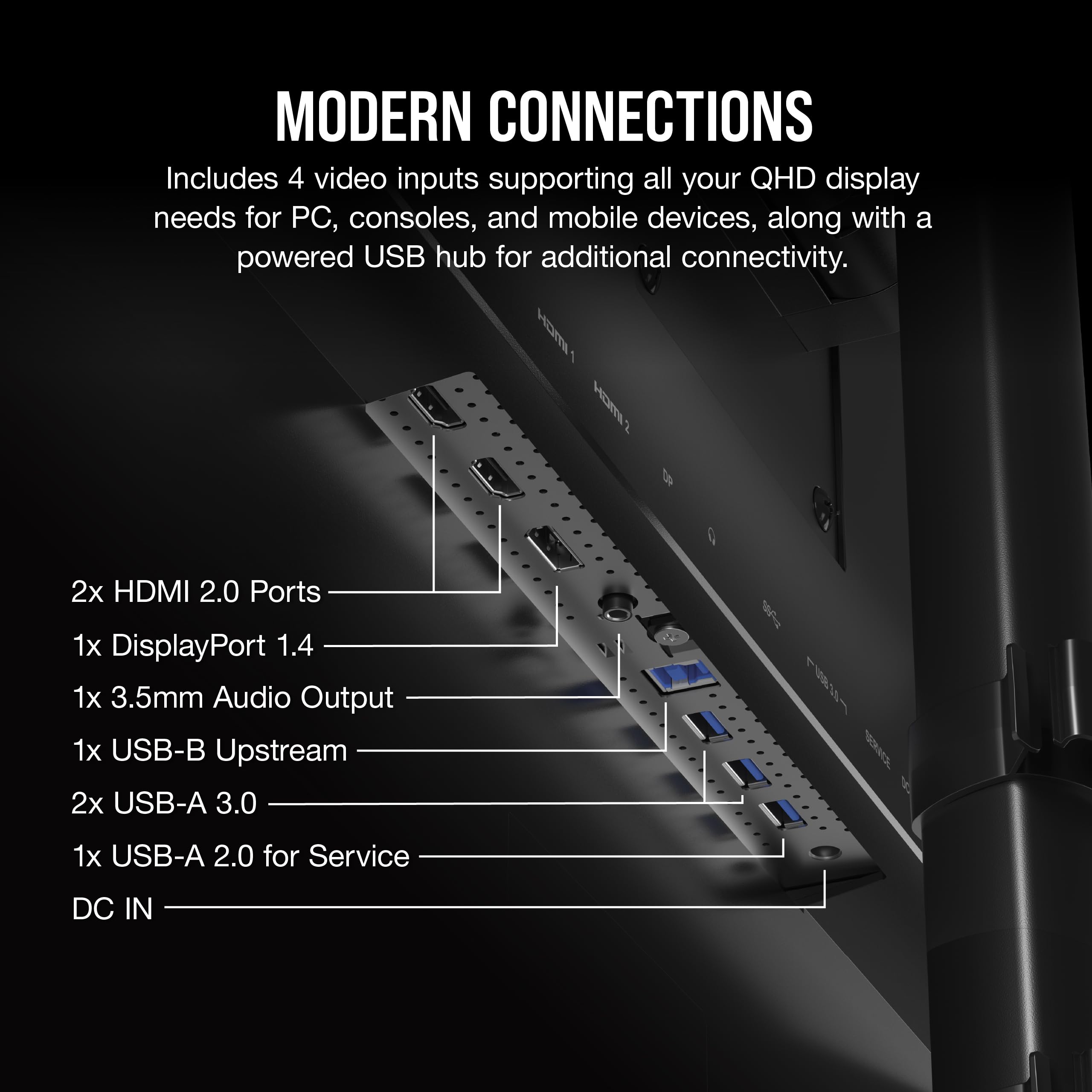 Corsair XENEON 315QHD165 32-Inch QHD IPS Gaming Monitor – 2560 x 1440, 165Hz, 1ms, NVIDIA G-SYNC Compatible, AMD FreeSync Premium, HDR-Ready, DisplayPort 1.4, HDMI 2.0, USB 3.0 – Black