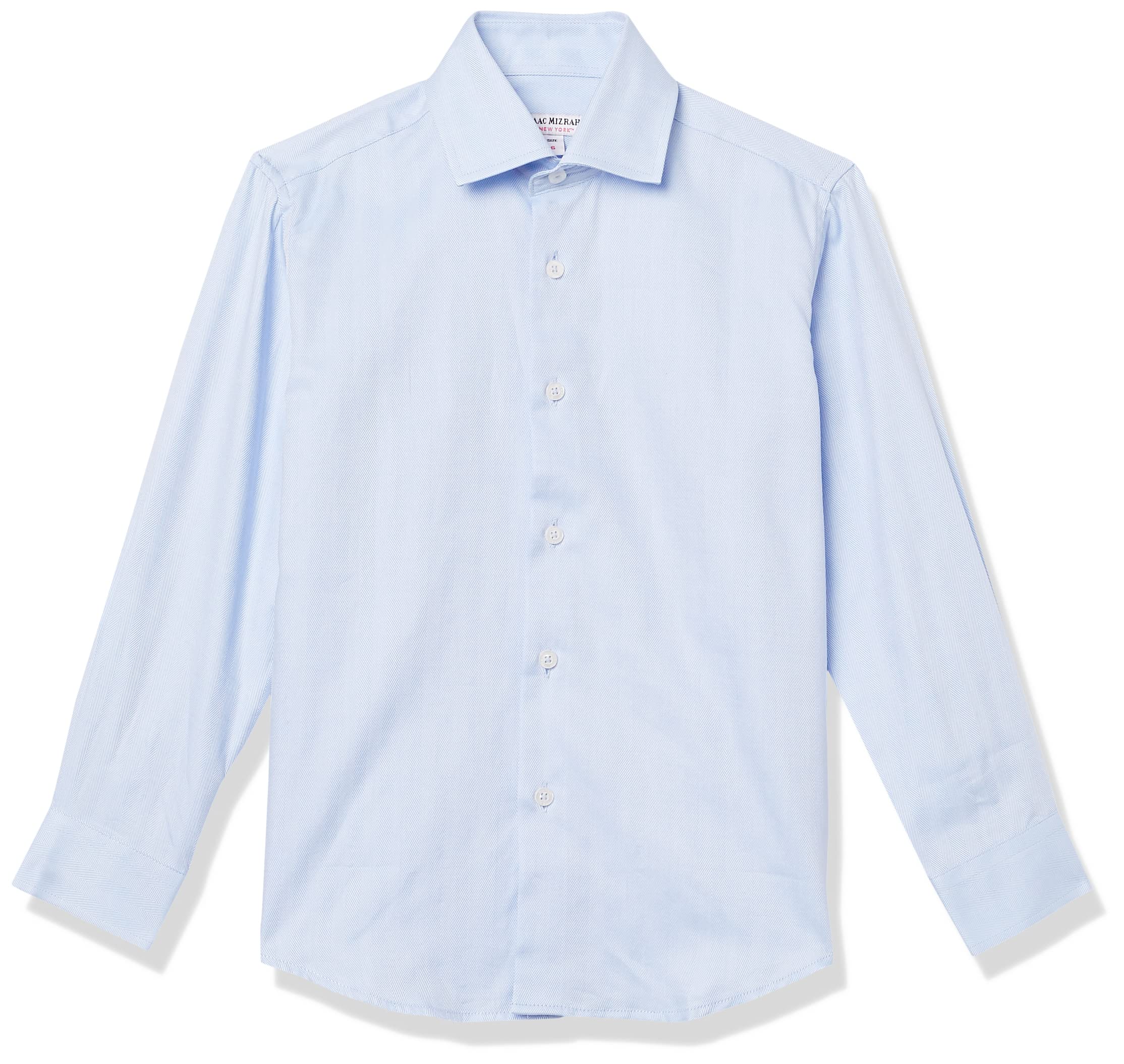 Isaac Mizrahi Boy's Long Sleeve Herringbone Solid Button Down Shirt