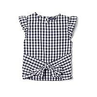 French Toast Girls' Short Flutter Sleeve Tie Front Top