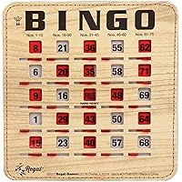 Regal Bingo - Extra Thick Stitched Cardstock - Woodgrain - Quick, Clear, Rapid Reset Shutter Bingo Cards - Easy to Read - Perfect for Large Groups, Bulk Purchasing - Non Repeating Set