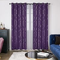 Deconovo Curtains Pair for Bedroom, 95 Inches Long, Pack of 2 - Light Blocking Blackout Curtains with Dots Pattern (52 x 95 Inch, Purple Grape, 2 Panels)