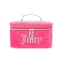 Juicy Couture Women's Cosmetics Bag - Travel Makeup and Toiletries Train Case Organizer, Size One Size, Pink Juicy