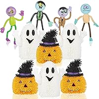 ArtCreativity Light Up Halloween Puffers and Assorted Bendable Zombies for Kids - Non-Candy Halloween Treats and Party Favors for Themed Parties