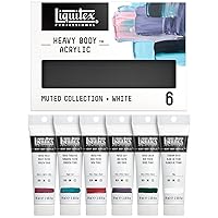 Liquitex Professional Heavy Body Acrylic Paint, 6 x 59ml (2-oz), Muted Collection + White