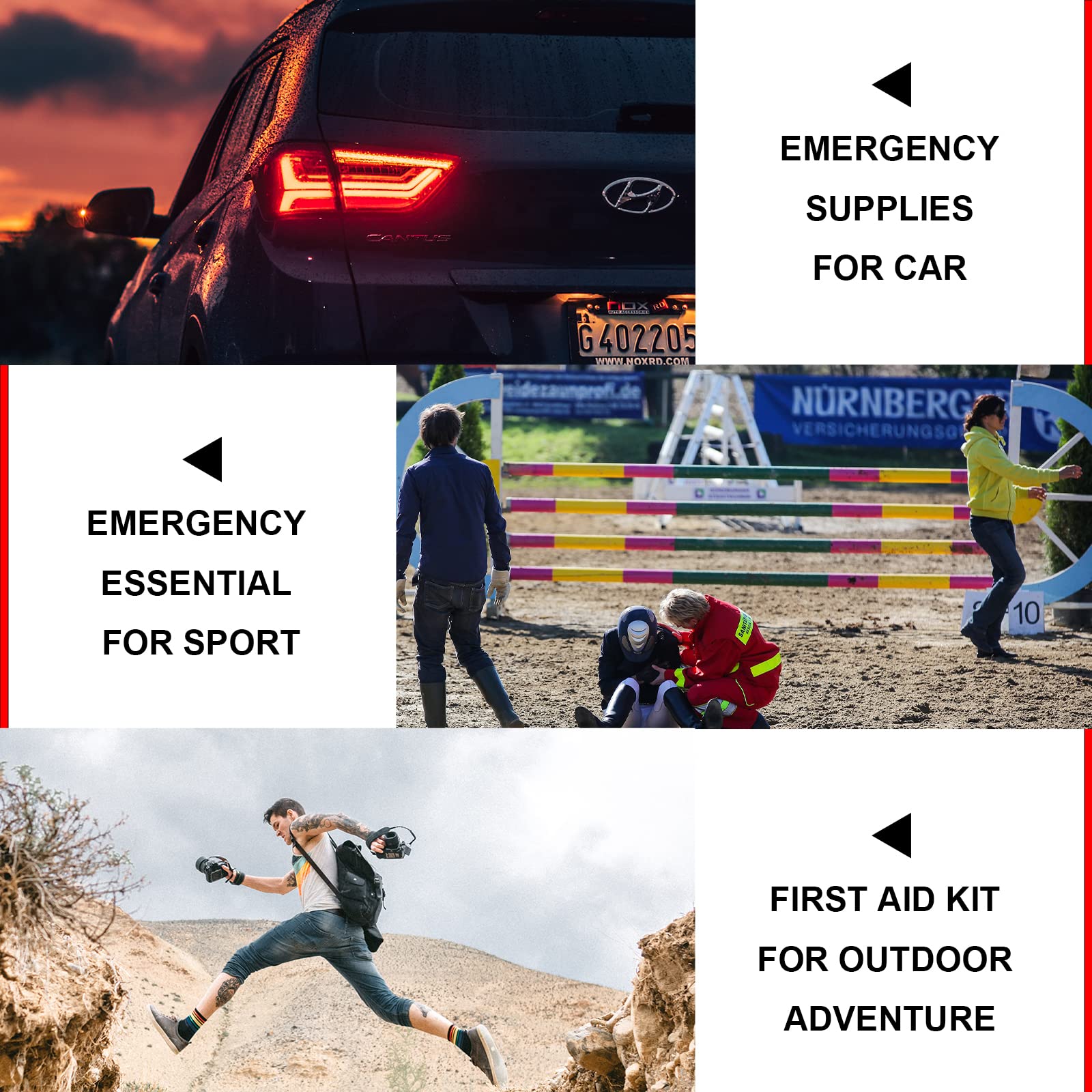 300 PCS Compact First Aid Kits Car Emergency First Aid Supplies for Business Travel Survival Gear and Equipment Home First Aid Kit Essentials for Car Outdoor Adventure, Red 1st Aid