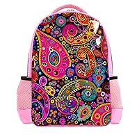 Travel Backpack,Work Backpack,Back Pack,Colored Flowers Paisley,Backpack