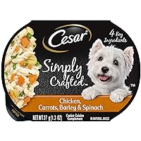 CESAR SIMPLY CRAFTED Adult Wet Dog Food Meal Topper, Chicken, Carrots, Barley & Spinach, 1.3oz., Pack of 10