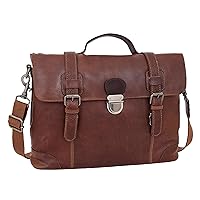 Mens Real Brown Cowhide Leather Briefcase Classic Old Vintage Style Satchel Bag Buck, Brown, Medium L: 39 x H: 29 x W: 10 cm, Briefcase