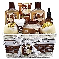 Bath and Body Gift Basket For Women and Men – 9 Piece Set of Vanilla Coconut Home Spa Set, Includes Fragrant Lotions, Extra Large Bath Bombs, Coconut Oil, Luxurious Bath Towel & More