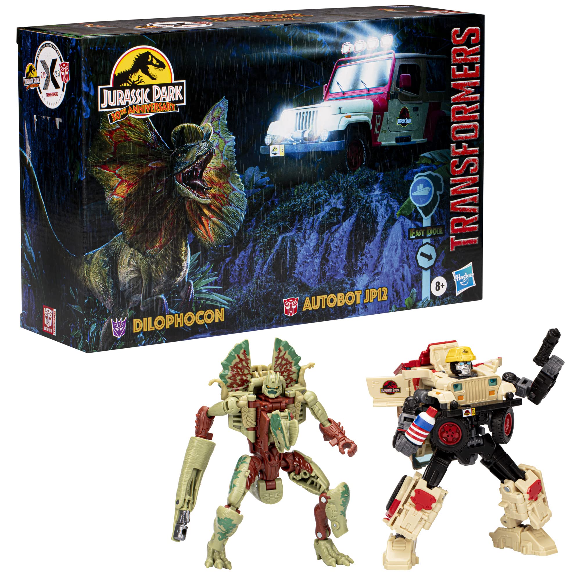 Transformers Collaborative Jurassic Park x Toys Dilophocon & Autobot JP12, Action Figures for Boys and Girls Ages 8 and Up (Amazon Exclusive)