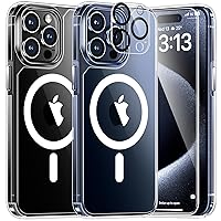TAURI 5 in 1 for iPhone 15 Pro Max Case Magnetic Clear, [Military-Grade Drop Protection] Slim Shockproof Phone Lanyard Case 6.7 inch