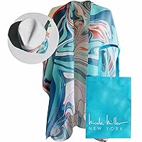 Nicole Miller New York Straw Sun Hats Kimono Beach Cover Ups for Women and Travel Tote Matching for Packable Foldable
