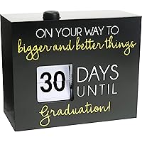 Pavilion Gift Company Black Way to Bigger and Better Things Graduation Gold MDF & Plastic 30 Day Countdown Calendar
