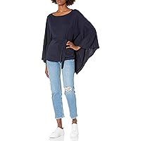 M Made in Italy Women's Belted Poncho Sweater Top