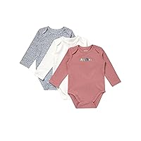 Hanes Unisex Baby Pure Comfort Long Sleeve Bodysuits, Infant Bodysuits, Boys & Girls, 3-Pack