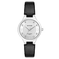 Women's Genuine Crystal Accented Leather Strap Watch, SU/1024
