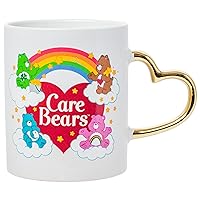 Silver Buffalo Care Bears Rainbow Mug with Sculpted Heart Handle, Features Bedtime Bear, Good Luck Bear, Cheer Bear and Tenderheart Bear, 14 Ounces