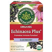 Traditional Medicinals Tea, Organic Echinacea Plus Elderberry, Boosts the Immune System, 16 Tea Bags