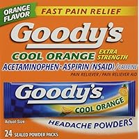 Goody's Extra Strength Headache Powder, Cool Orange Flavor Dissolve Packs, 24 Individual Packets (3 Pack)