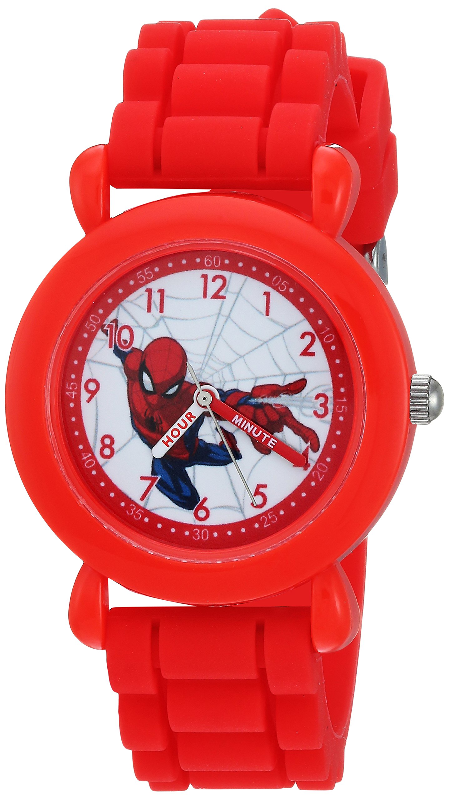 Marvel Spider-Man Kids' Plastic Time Teacher Analog Quartz Silicone Strap Watch