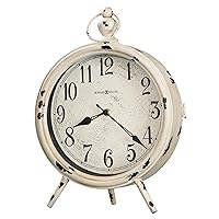 Howard Miller Newdale Mantel Clock 547-752 – Distressed Antique White Finish, Aged Metal, Black Arabic Numerals, Glass Crystal, Antique Home Décor, Quartz Movement
