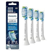 Genuine C3 Premium Plaque Control Toothbrush Heads, 4 Brush Heads, White, HX9044/65