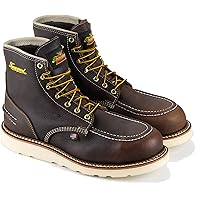 Thorogood 1957 Series 6” Waterproof Steel Toe Work Boots for Men - Full-Grain Leather with Moc Toe, Comfort Insole, and Slip-Resistant Wedge Outsole; EH Rated