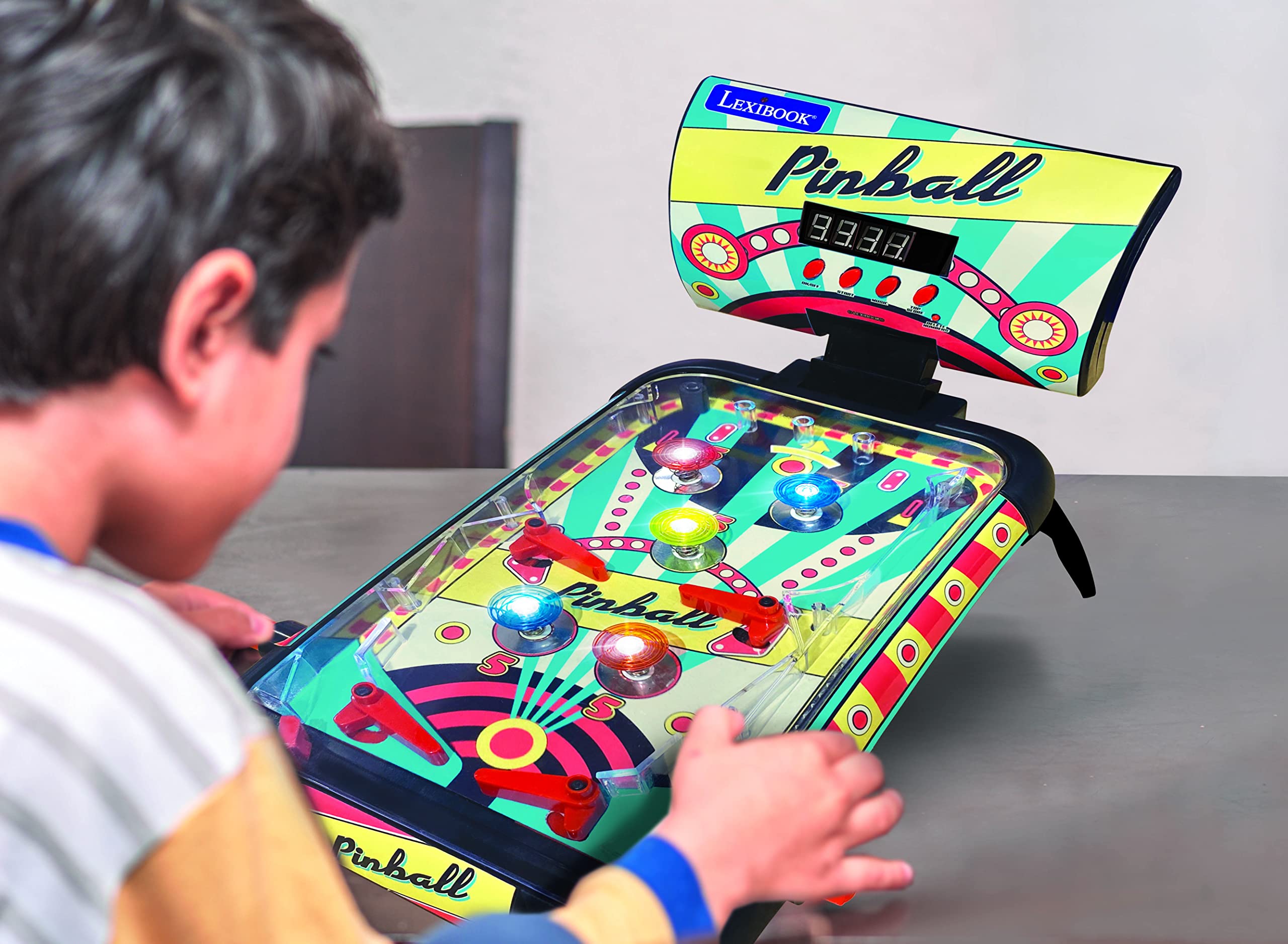 LEXiBOOK Table Electronic Pinball, Action and Reflex Game for Children and Family, LCD Screen, Light and Sound Effects, JG610