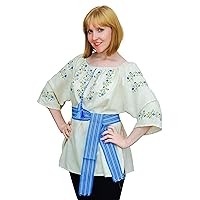Embroidered Ukrainian Folk Blouse Natural Linen Traditional Ethnic Style, New