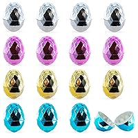 Dazzling Easter Gems: Set of 16 Multicolored Diamond Plastic Easter Eggs, 2.45 Inches