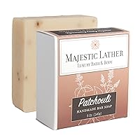 Patchouli Luxury Handmade Bar Soap for Face & Body. Gentle Cleansing, Soothing, Moisturizing & Nourishing - Shea Butter & Natural Oils. Cold Process. Vegan. For All Skin Types.5.0 Oz.