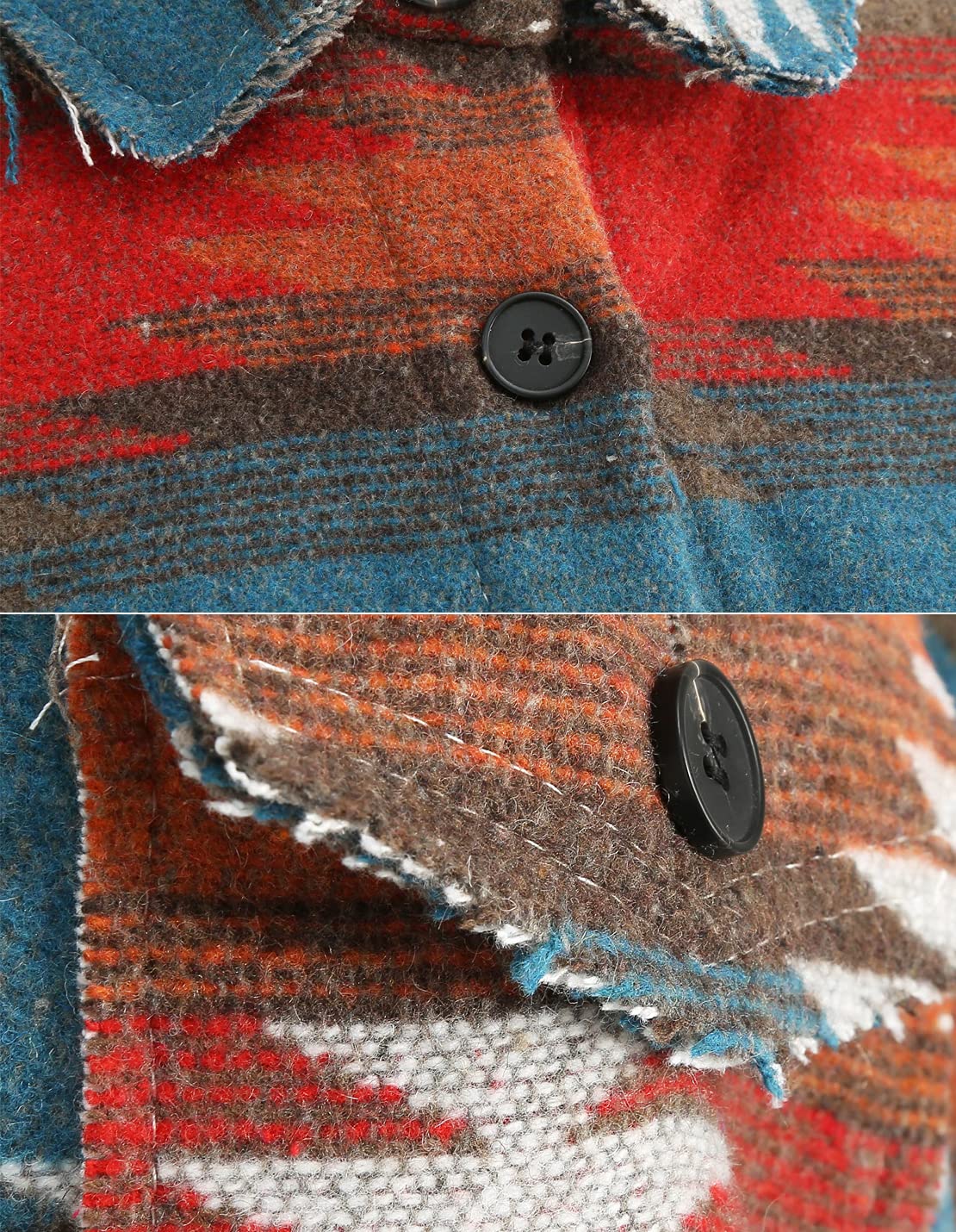VIEWON Womens Aztec Print Shacket Jacket Western Long Sleeve Button Down Lightweight Casual Lapel Shirt Blouses Tops