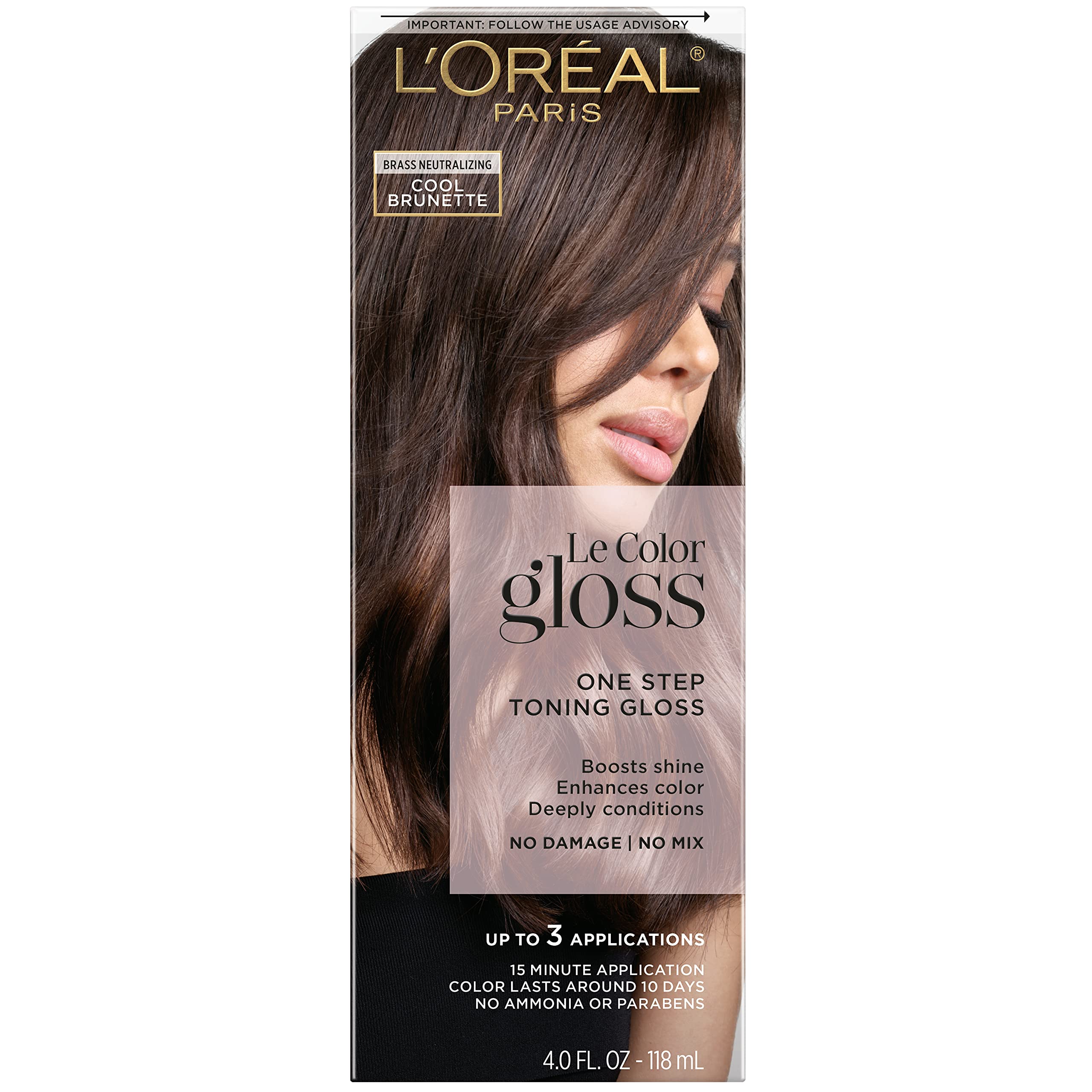L’Oréal Paris Le Color One Step Toning Hair Gloss, Cool Brunette, 4 Ounce