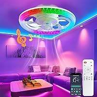 OKSANO RGB Deckenventilator Mit Beleuchtung, RGB Dimmbar, Einstellbare Windgeschwindigkeit, LED Deckenleuchte Mit Fernbedienung, Passend Für Deckenlampe Wohnzimmer, Deckenventilator