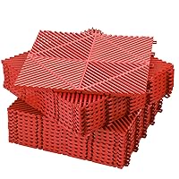 12''x 12'' Garage Flooring Tiles Interlocking Floor Tile Polypropylene Modular Mats Pool Drain Non Slip Tiles Bulk for Garage Shower Flooring(Red, 72 Pcs)