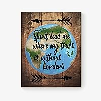 Spirit Lead Me Wall Art Print Where My Trust Is Without Borders Sign Inspirational Home Decor Rustic Farmhouse Arrows Christian Poster Artwork (5x7 inches)