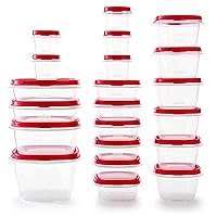 Rubbermaid Red Food Storage Containers, 42-Piece Set with Easy-Find Lids, Salad Dressing and Condiment Capacities, Microwave and Dishwasher Safe, BPA-Free, Vented Lids for Splatter-free Microwaving
