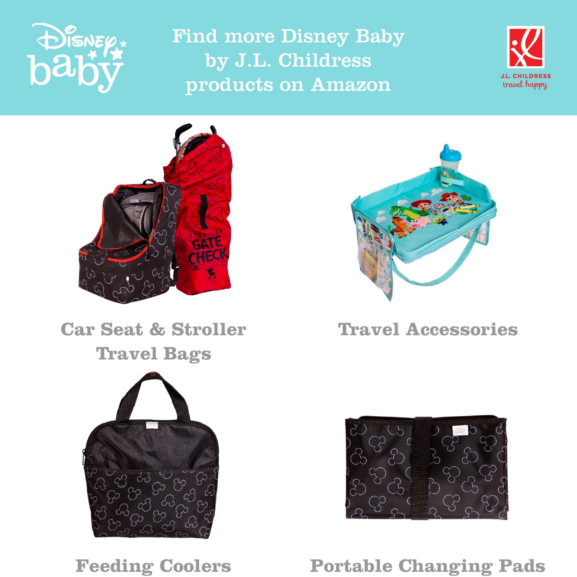 Disney Baby by J.L. Childress Cargo 'N Drinks Parent Tray, Universal Stroller Organizer & Accessory, Mickey Black