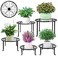 Metal Plant Stand 5 Pack Plant Stands for Indoor Outdoor Plants Multiple Heavy Duty Flower Pot Stand Holder Rustproof Iron Round Plant Shelf for Planter Outdoor Plant Stand for Patio & Garden Decor