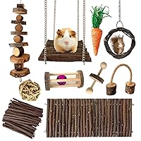 Chinchilla Toys Hamster Chew Toys Guinea Pig Toys Rat Toys Hamster Cage Accessories Small Animal Teeth Care Apple Wooden Accessories Set,Ball Ladder Bridge Swing Roller for Playground