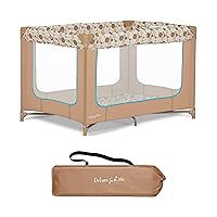 Zodiak Portable Playard in Coffee and Blue, Lightweight, Packable and Easy Setup Baby Playard, Breathable Mesh Sides and Soft Fabric - Comes with a Removable Padded Mat