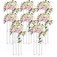 8 Pieces Tall Acrylic Vase Wedding Centerpieces Clear Flower Stand Column Geometric Floral Vase Elegant Display Holder for Birthday Party Wedding Table Decorations (28 Inch)