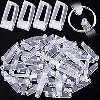 OIIKI 50Pcs Plastic Keychain Clips, Clear Acrylic Keychain Connector Snap Tabs, Card Holder for Keys Rings Office Credit Card Crafts Jewelry Making Bulk