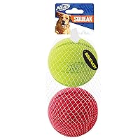 Nerf Dog Classic Ball Dog Toy with Interactive Squeaker, Lightweight, Durable and Water Resistant, 3.8 Inches, for Medium/Large Breeds, Two Pack, Green and Red