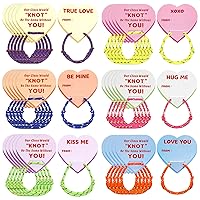 Yinkin 36 Sets Valentine's Day Bracelets with Cards Kids Friendship Bracelets Knot Design Bulk for Girls Boys Classroom Gifts Accessories Valentine's Day Party Favors Gifts Teacher Goody Bag Stuffers