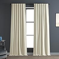 HPD Half Price Drapes Bellino Room Darkening Curtains 96 Inches Long Curtains for Bedroom & Living Room (1 Panel), 50W x 96L, Oat Cream