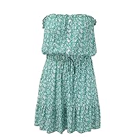 Spring Dresses for Women 2024 Plus Size Short,Strapless Dress for Women Summer Beach Smocked Sundress Top Dress