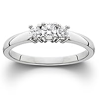 P3 POMPEII3 1/4ct White Gold Three Stone Diamond Engagement Ring