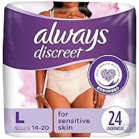 Sensitive, Incontinence & Postpartum Underwear for Women, Maximum Plus Protection, Large, 24 Count (Packaging May Vary)